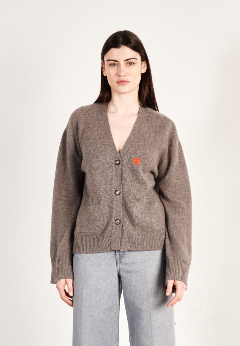 Cardigan cachemire et laine 4 fils marron femme - HANA 3 - Studio cashmere8