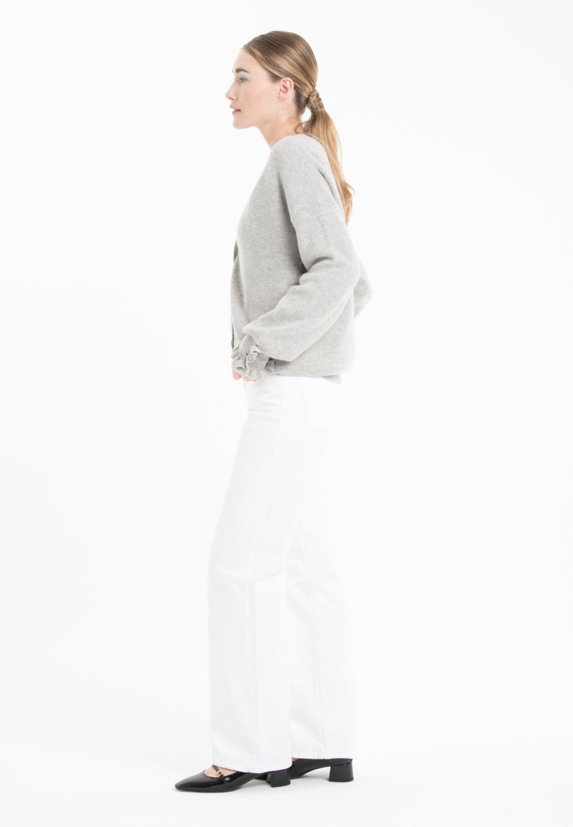 Cardigan cachemire et laine gris femme - KELLY 28 - Studio cashmere8