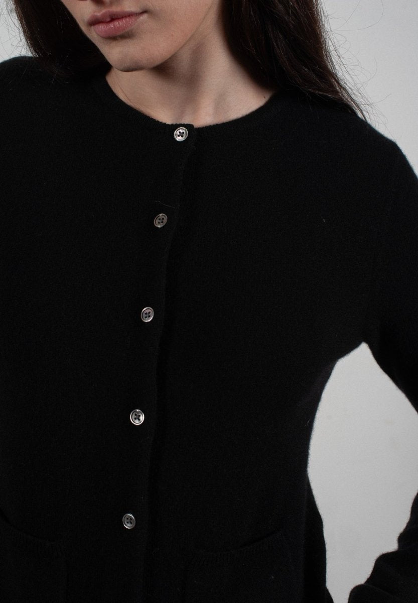 Cardigan col rond femme en cachemire noir - LILLY 4B - Studio Cashmere8