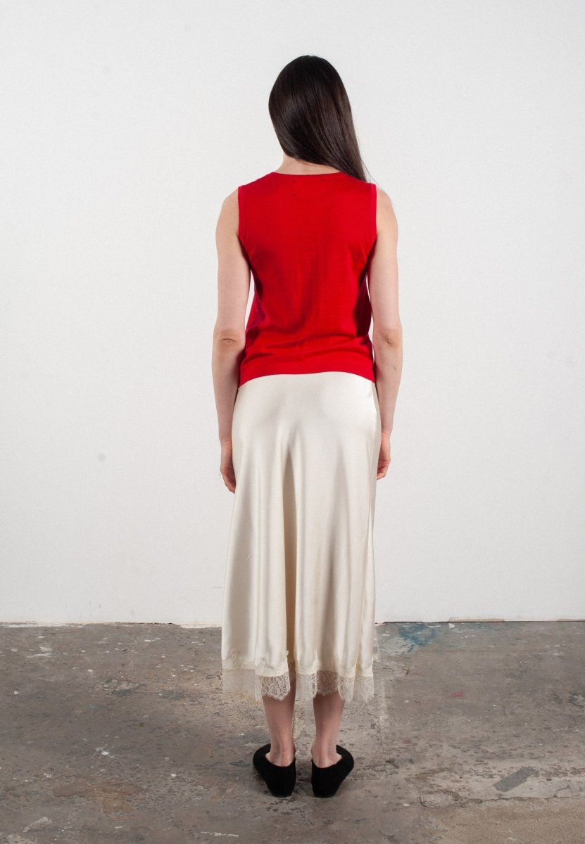 Débardeur col rond femme en cachemire et laine ultrafin rouge - FRIDA 1 - Studio cashmere8