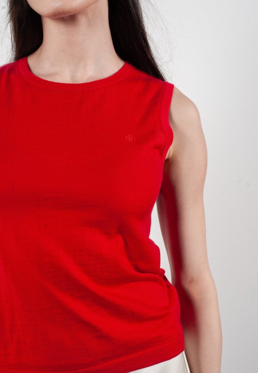 Débardeur col rond femme en cachemire et laine ultrafin rouge - FRIDA 1 - Studio cashmere8