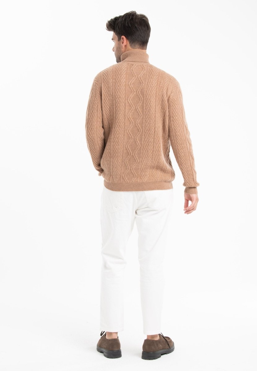 GABI 3 Pull col roulé torsardé 4 fils en cachemire camel - Studio cashmere8