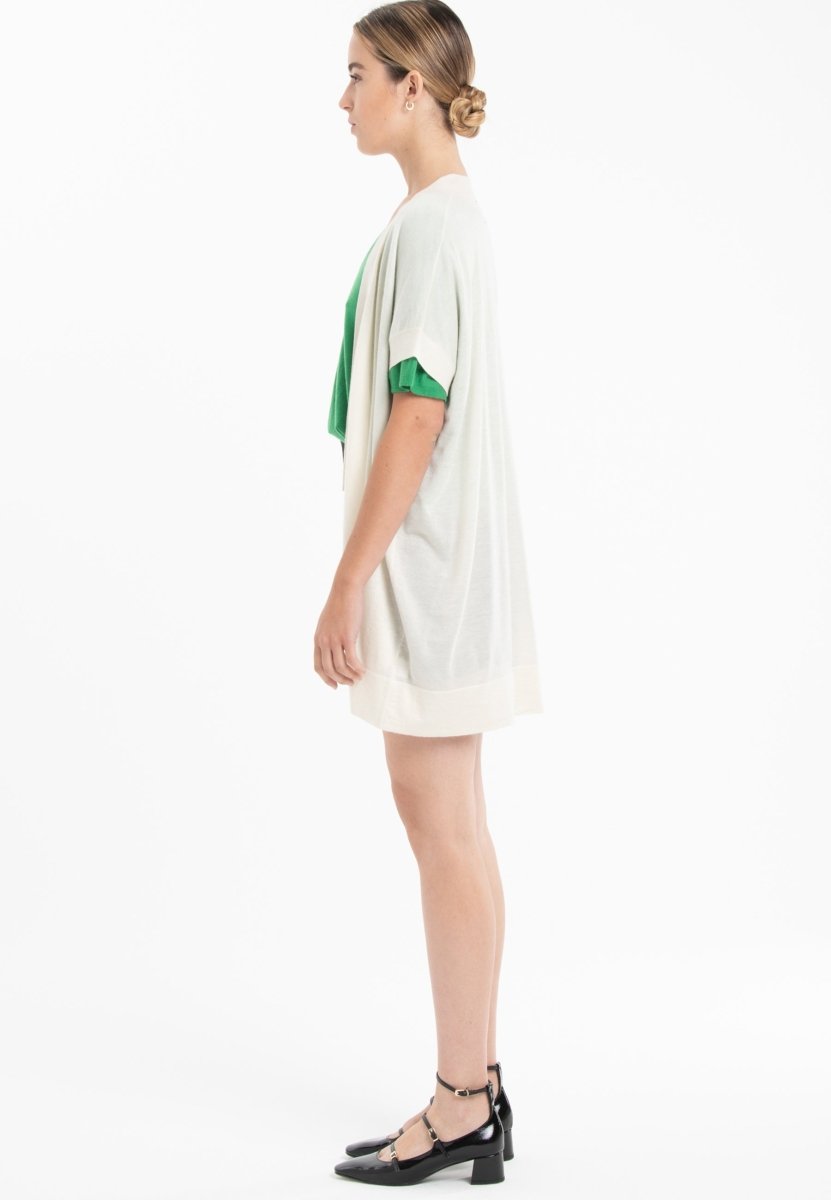 Gilet à manches courtes ultrafin cachemire et laine blanc femme - KELLY 5 - Studio cashmere8