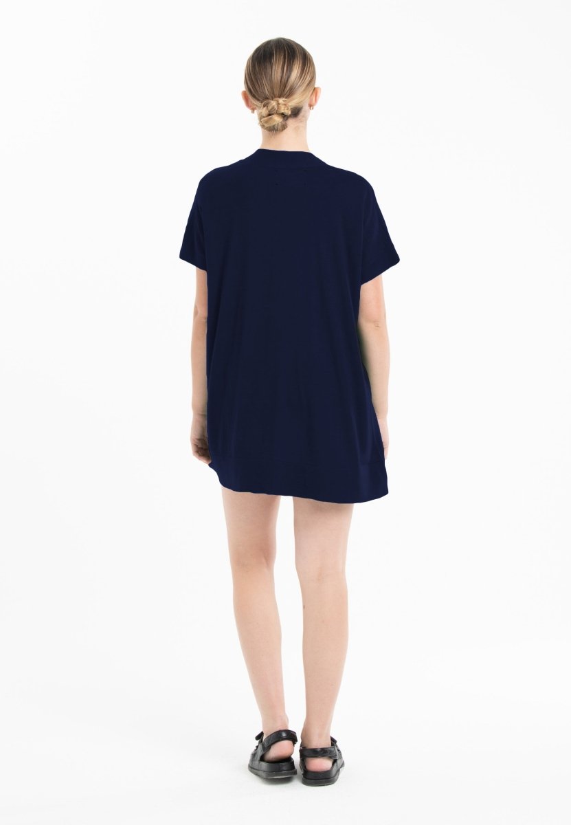 Gilet à manches courtes ultrafin cachemire et laine bleu marine femme - KELLY 5 - Studio cashmere8