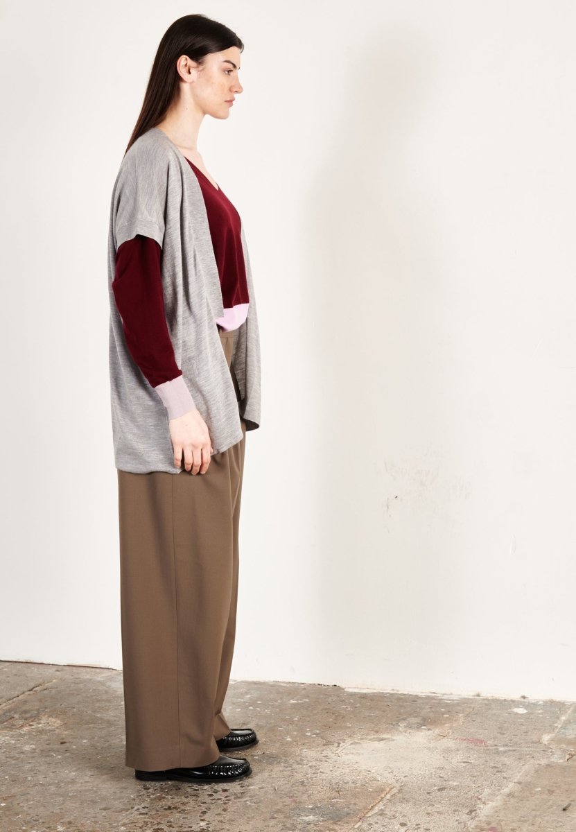 Gilet à manches courtes ultrafin cachemire et laine gris femme - KELLY 5 - Studio cashmere8