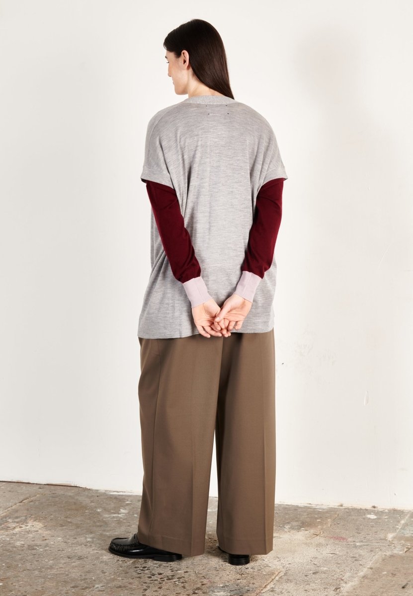 Gilet à manches courtes ultrafin cachemire et laine gris femme - KELLY 5 - Studio cashmere8