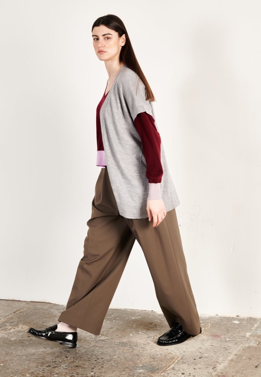 Gilet à manches courtes ultrafin cachemire et laine gris femme - KELLY 5 - Studio cashmere8