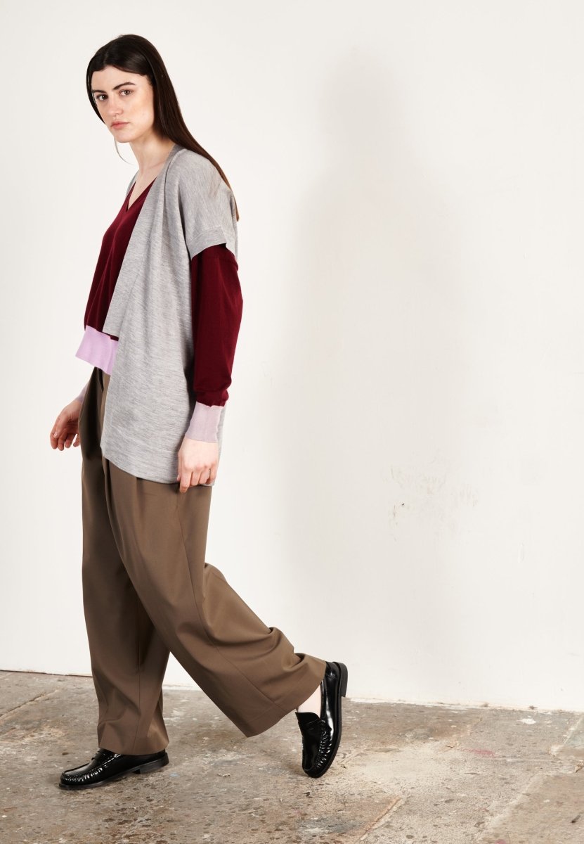 Gilet à manches courtes ultrafin cachemire et laine gris femme - KELLY 5 - Studio cashmere8