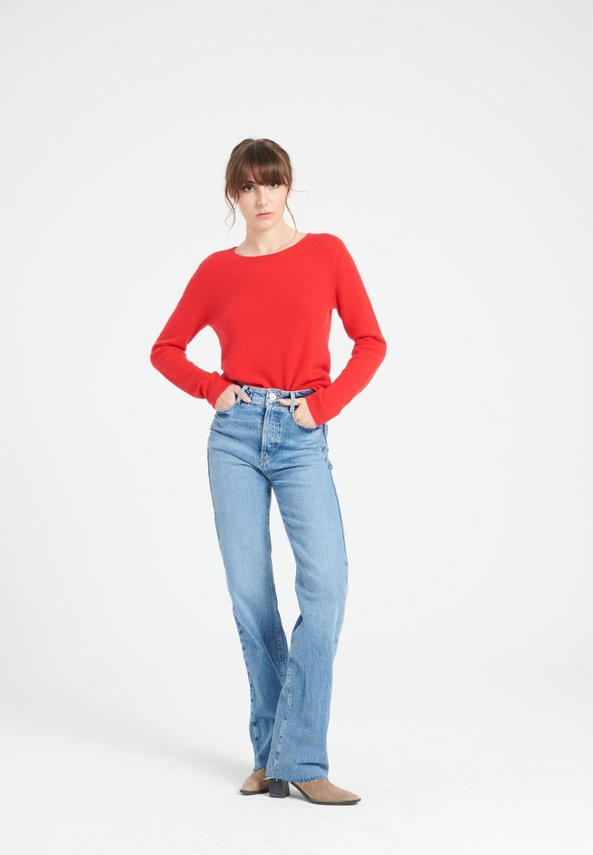 LILLY 1 Pull col rond en cachemire cintré rouge - Studio cashmere8