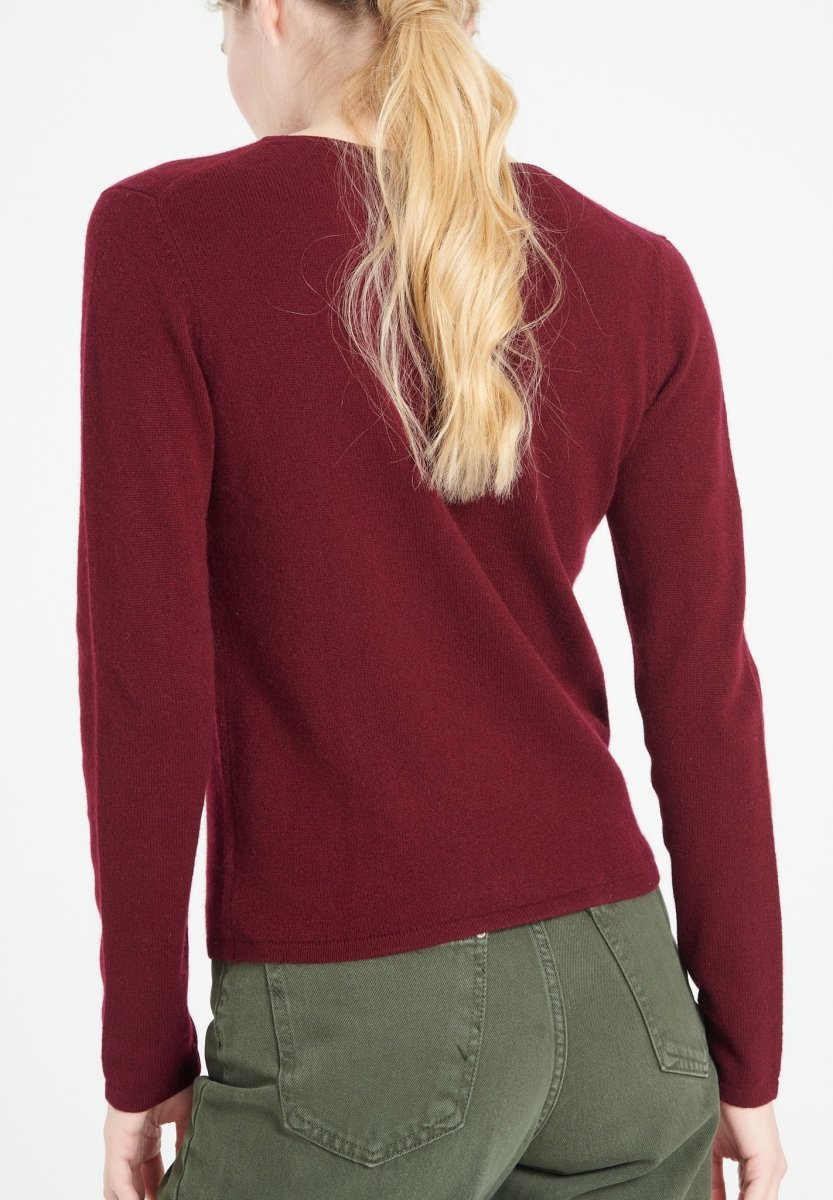 LILLY 1 Pull col rond en cachemire cintré rouge bordeaux - Studio cashmere8