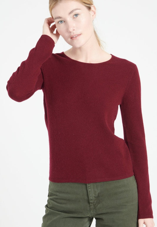 LILLY 1 Pull col rond en cachemire cintré rouge bordeaux - Studio cashmere8