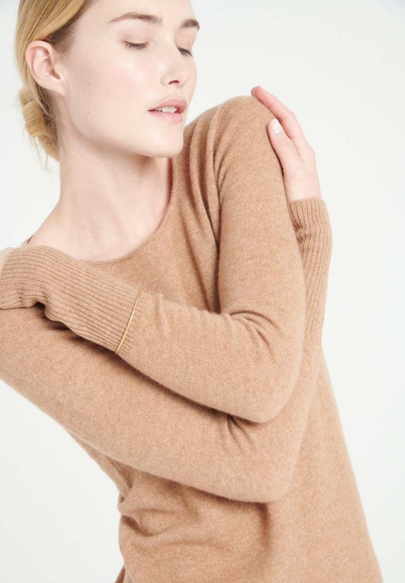 LILLY 12 Robe col rond en cachemire camel - Studio cashmere8