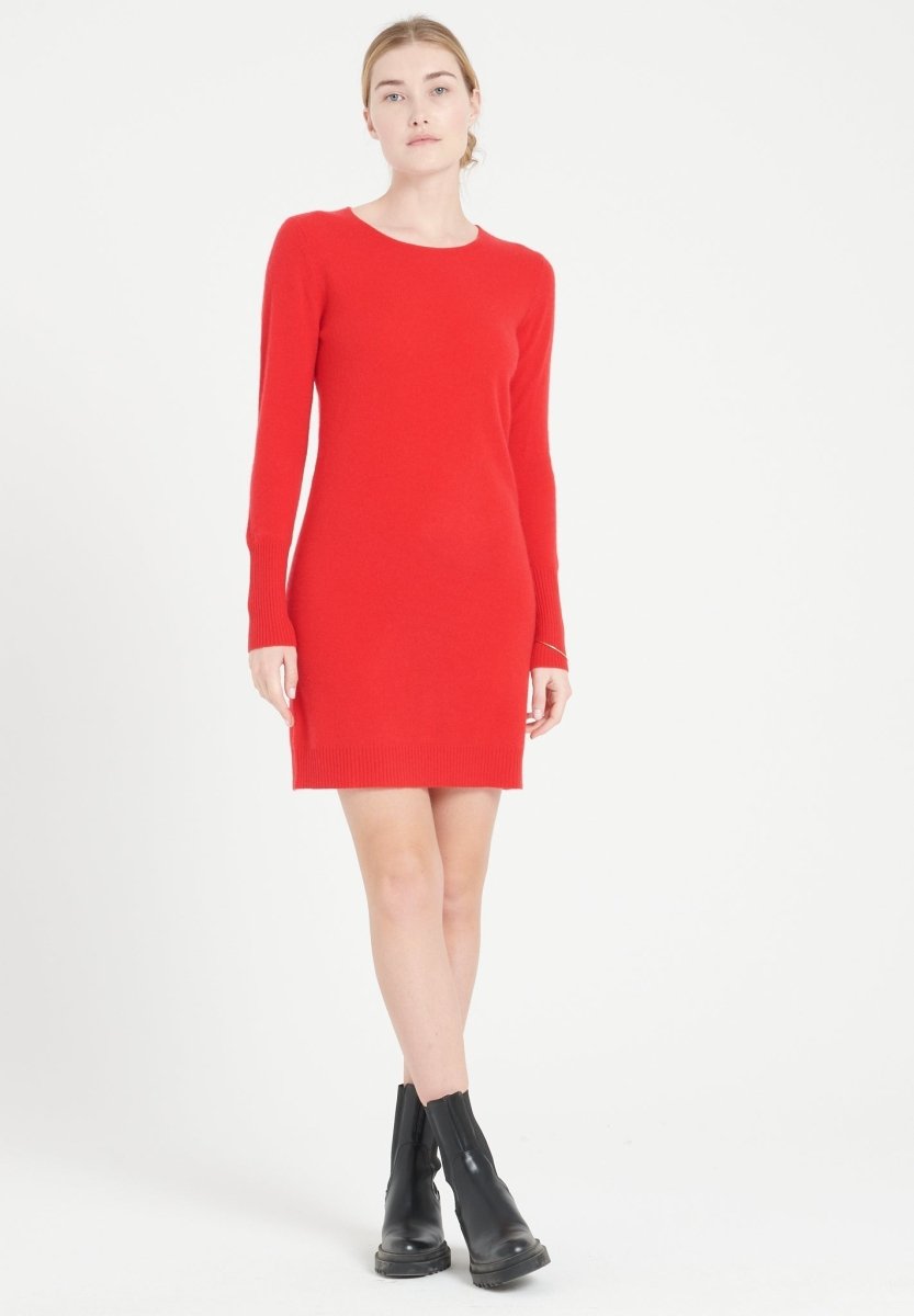 LILLY 12 Robe col rond en cachemire rouge - Studio cashmere8