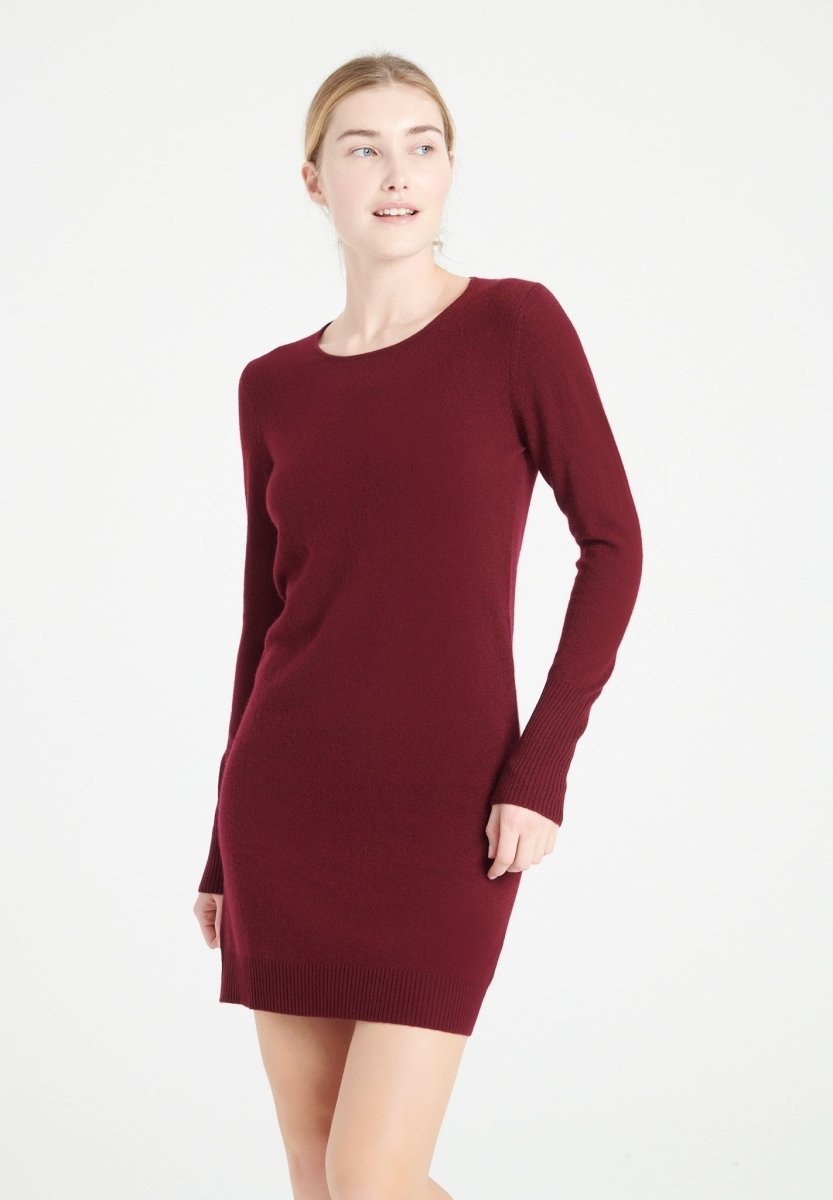 LILLY 12 Robe col rond en cachemire rouge bordeaux - Studio cashmere8