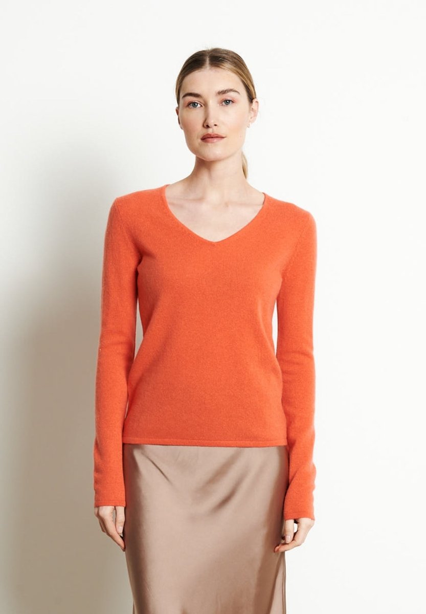 LILLY 2 Pull col V en cachemire mandarine - Studio cashmere8