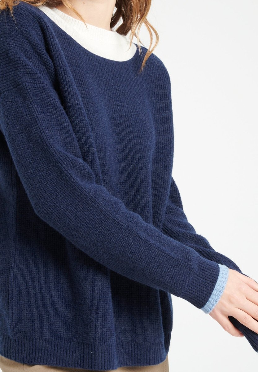 LILLY 25 Pull col rond en cachemire bleu marine - Studio cashmere8