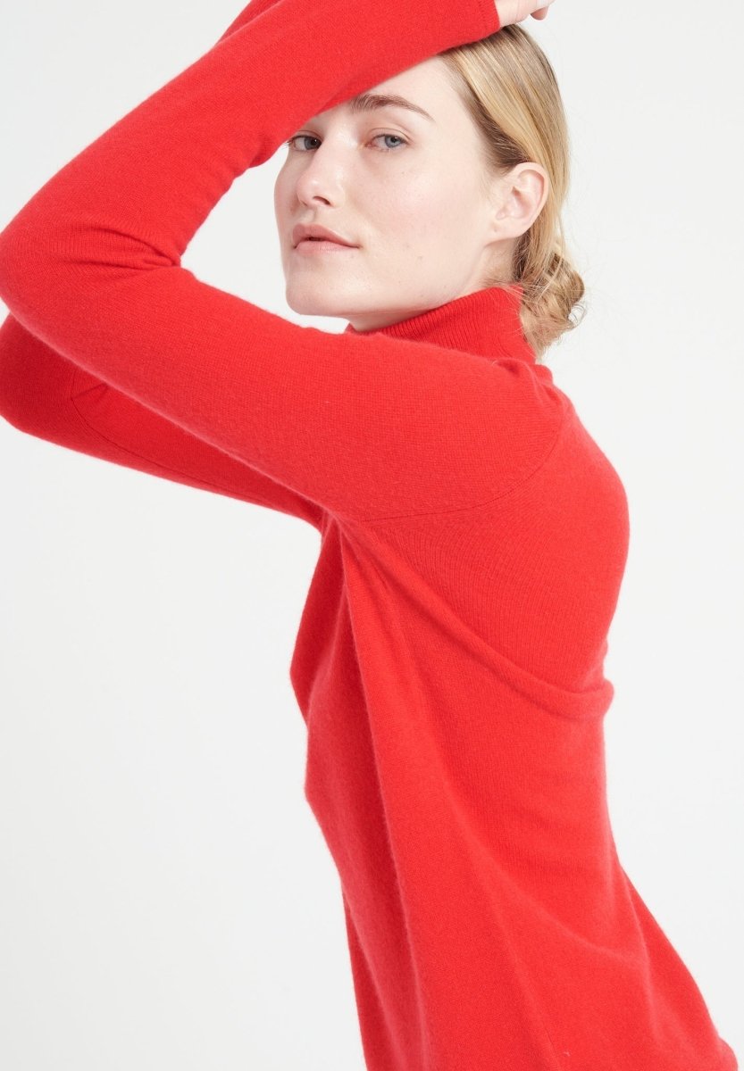 LILLY 3 Pull col roulé en cachemire rouge - Studio cashmere8