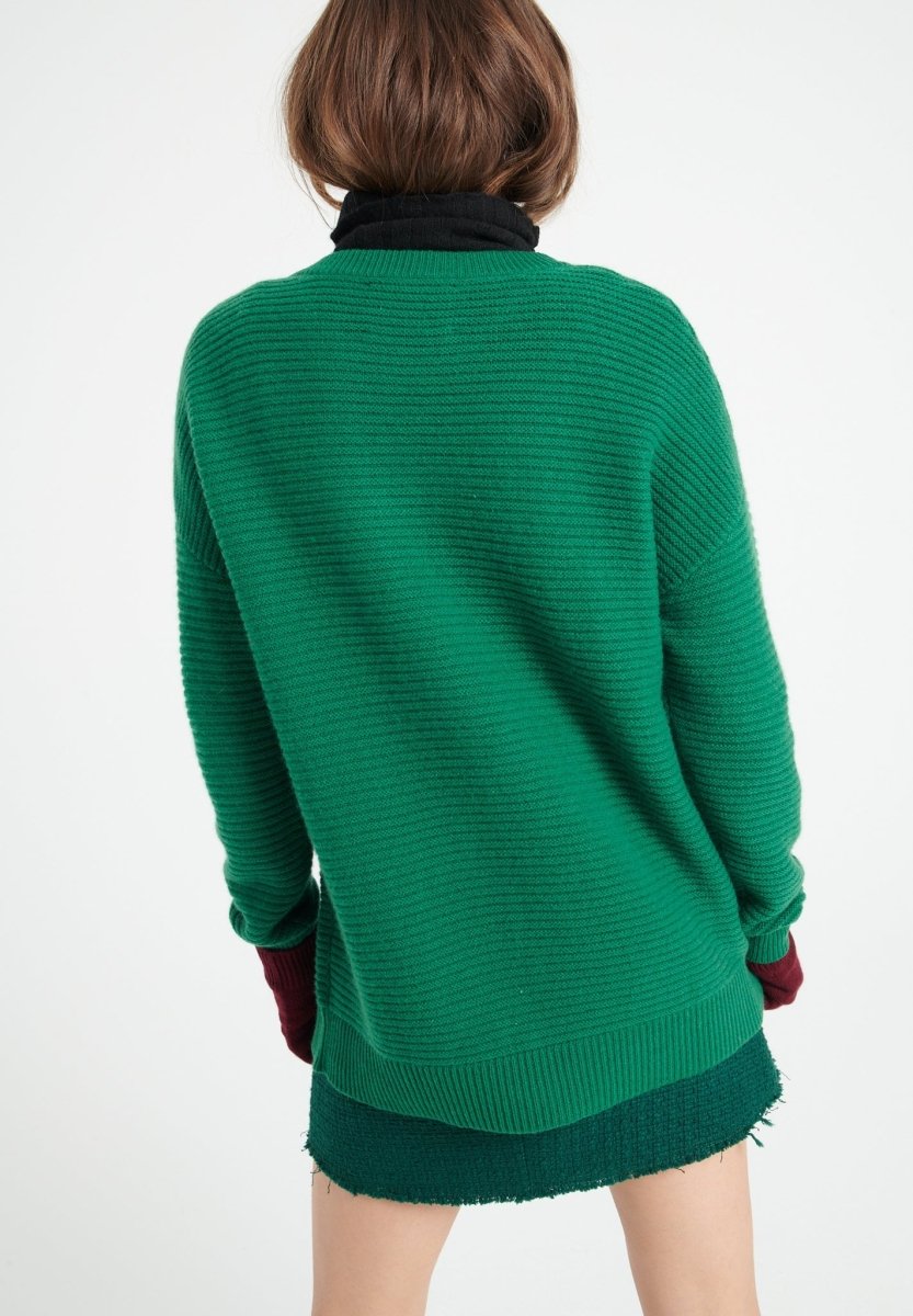 LILLY 30 Pull col rond en cachemire 4 fils vert émeraude - Studio cashmere8