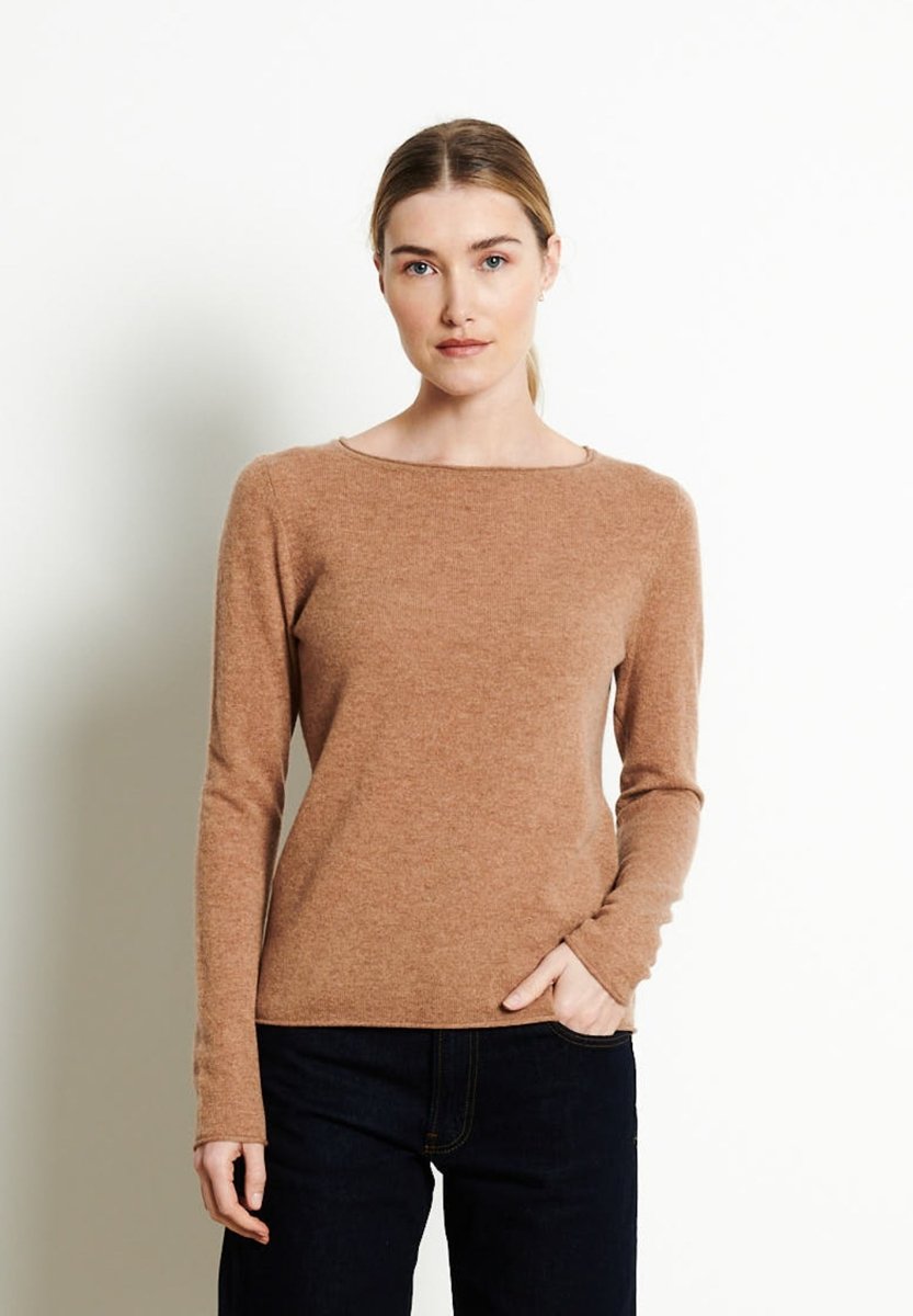 LILLY 5 Pull col bateau en cachemire camel - Studio cashmere8