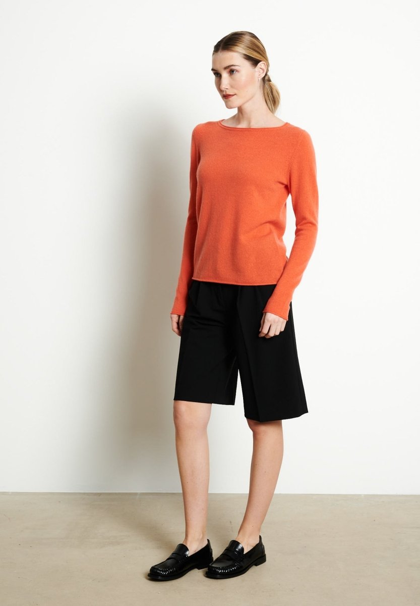 LILLY 5 Pull col bateau en cachemire mandarine - Studio cashmere8