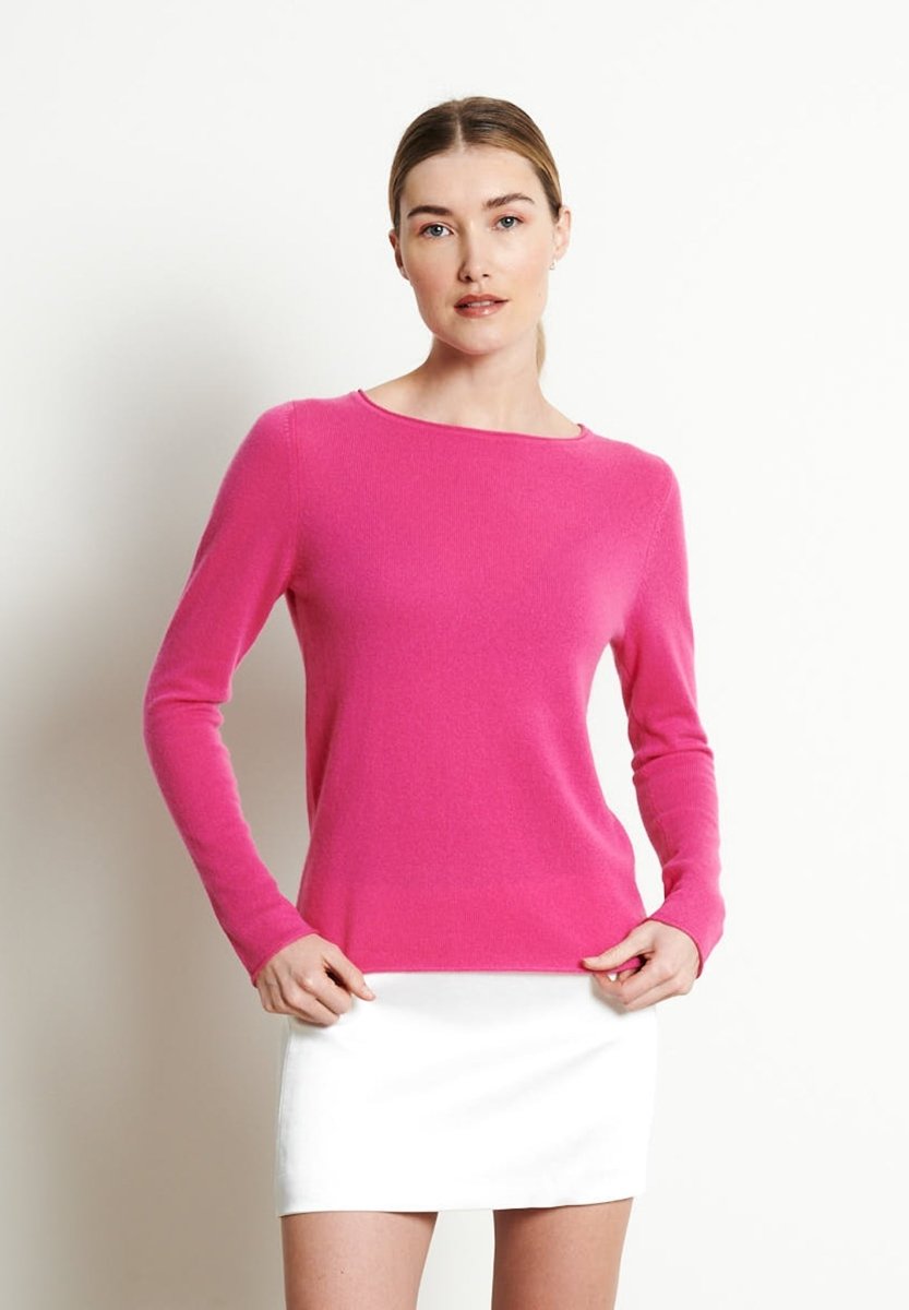 LILLY 5 Pull col bateau en cachemire rose indien - Studio cashmere8