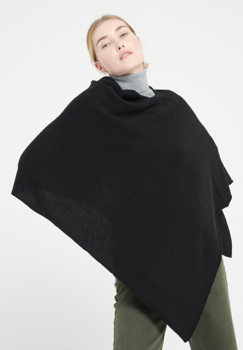 LILLY 9 Poncho col V en cachemire noir - Studio cashmere8