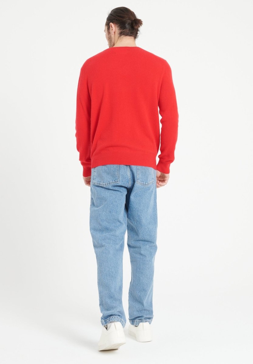 LUKE 1 Pull col V en cachemire rouge - Studio cashmere8