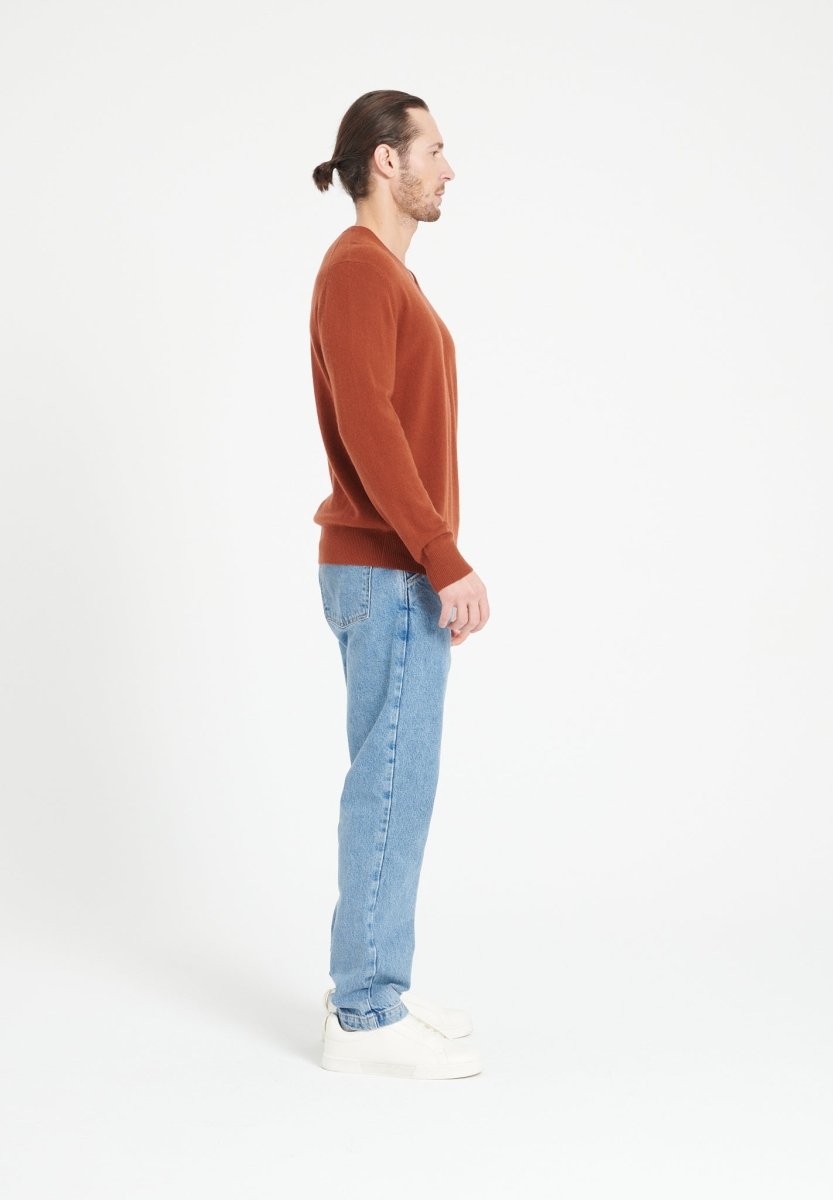 LUKE 1 Pull col V en cachemire terracotta - Studio cashmere8