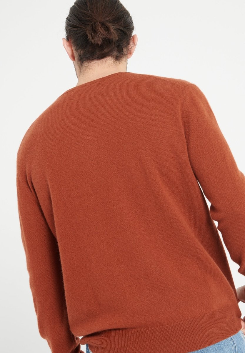 LUKE 1 Pull col V en cachemire terracotta - Studio cashmere8