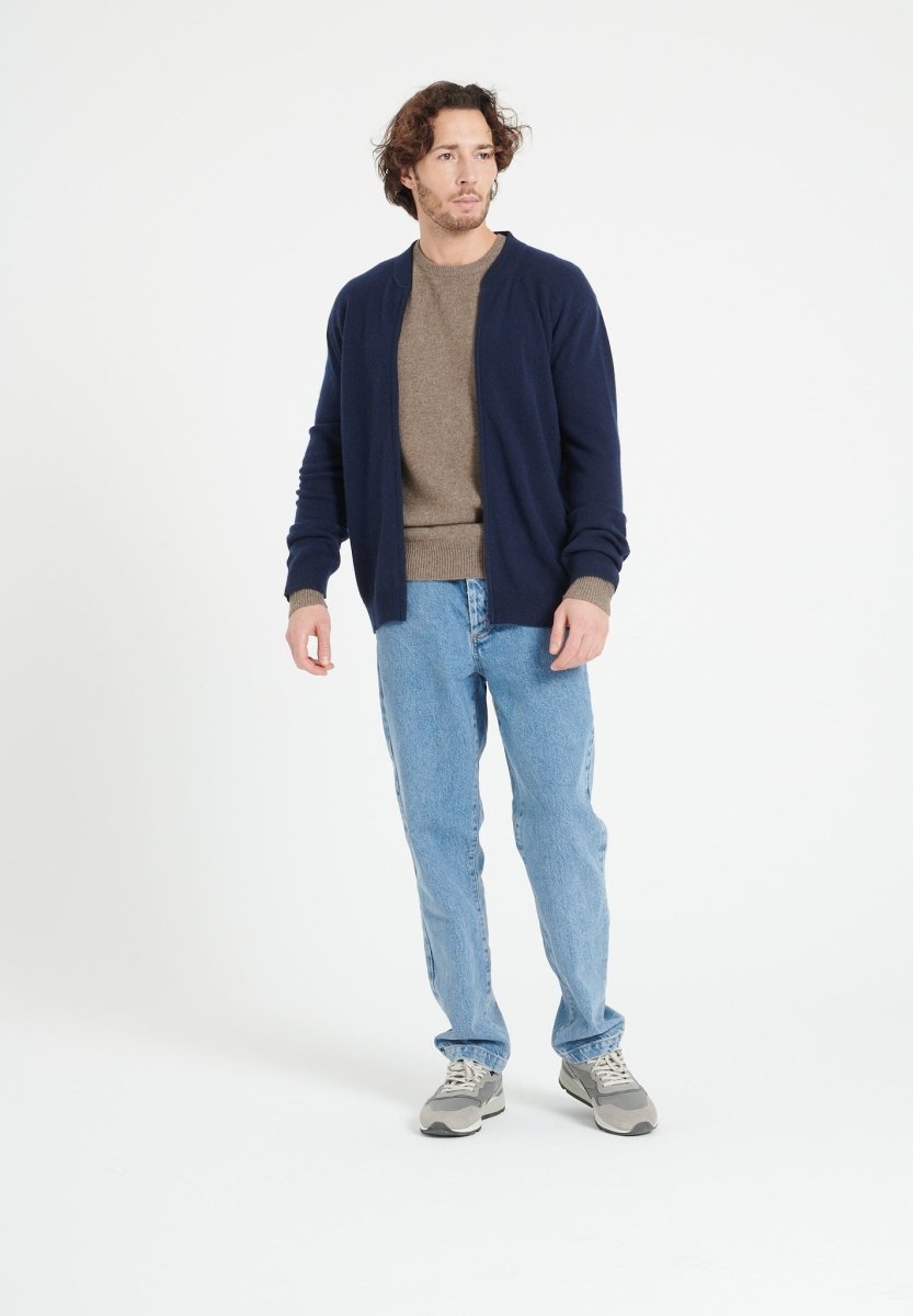 LUKE 10 Cardigan col bomber en cachemire bleu marine - Studio cashmere8