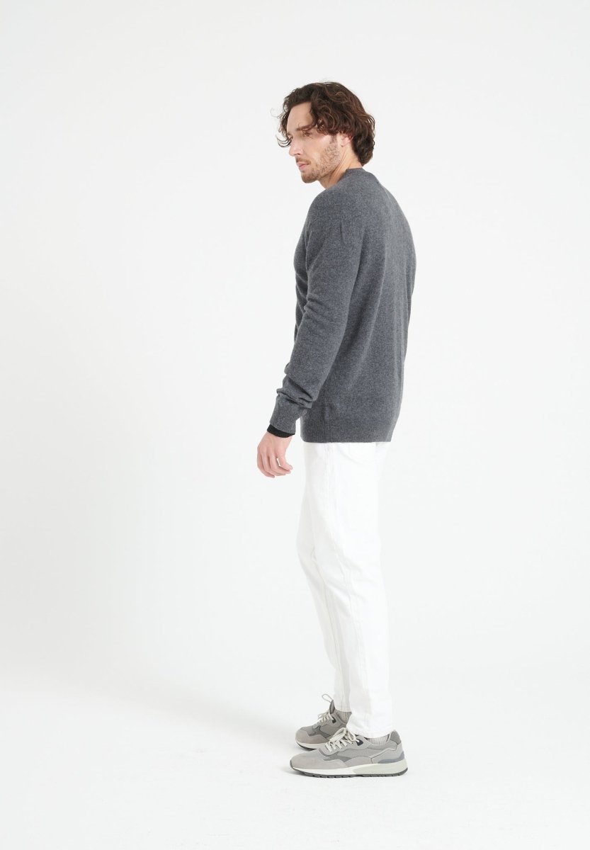 LUKE 10 Cardigan col bomber en cachemire gris anthracite - Studio cashmere8