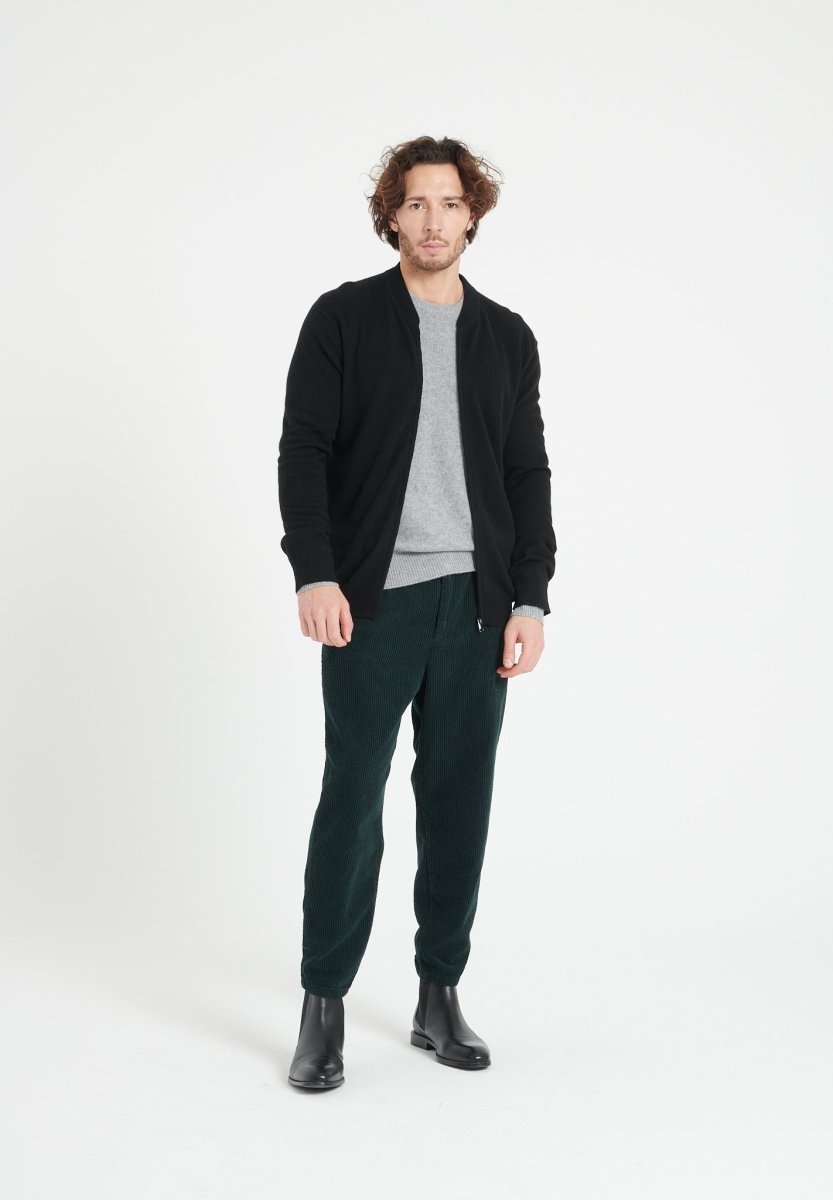 LUKE 10 Cardigan col bomber en cachemire noir - Studio cashmere8