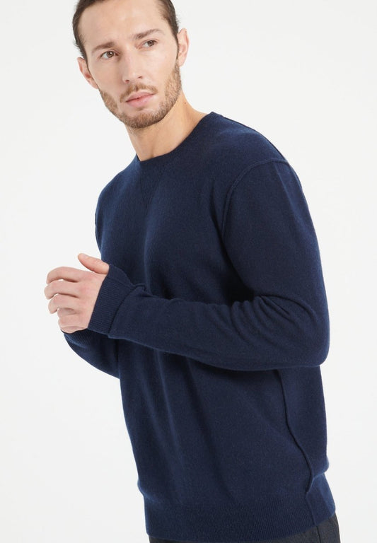 LUKE 12 Pull col rond en cachemire bleu marine - Studio cashmere8