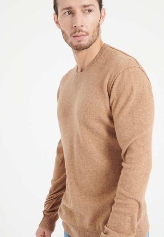 LUKE 12 Pull col rond en cachemire camel - Studio cashmere8