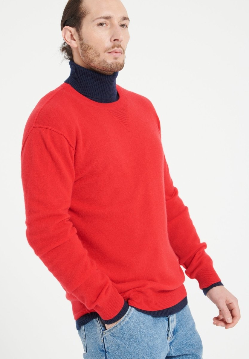 LUKE 12 Pull col rond en cachemire rouge - Studio cashmere8