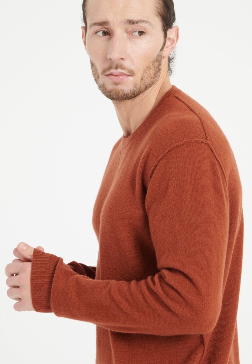 LUKE 12 Pull col rond en cachemire terracotta - Studio cashmere8