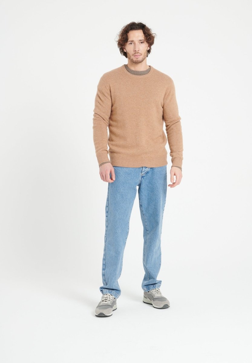 LUKE 14 Pull col rond en cachemire 4 fils camel - Studio cashmere8