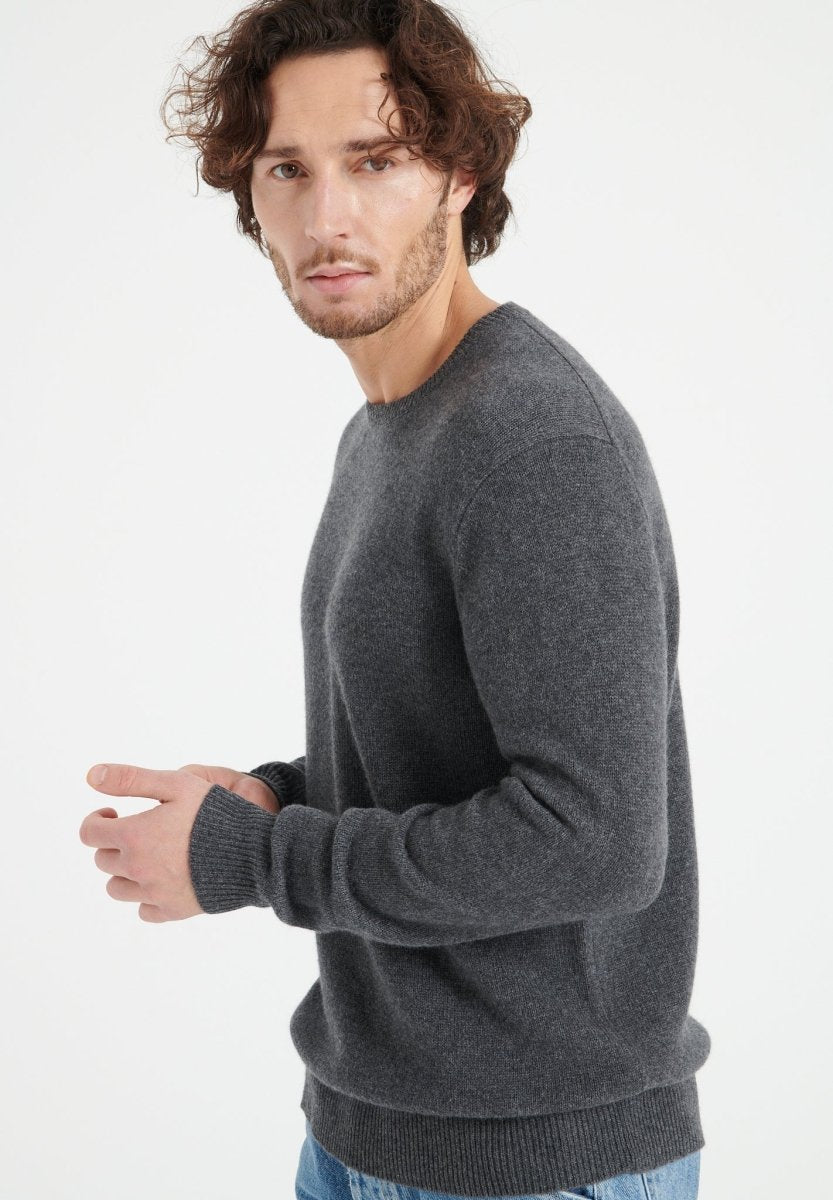 LUKE 14 Pull col rond en cachemire 4 fils gris anthracite - Studio cashmere8