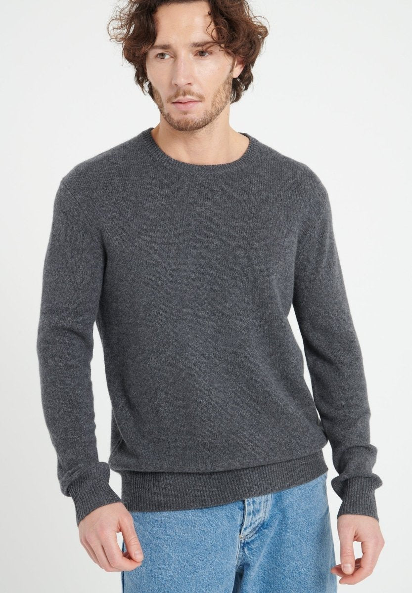 LUKE 14 Pull col rond en cachemire 4 fils gris anthracite - Studio cashmere8