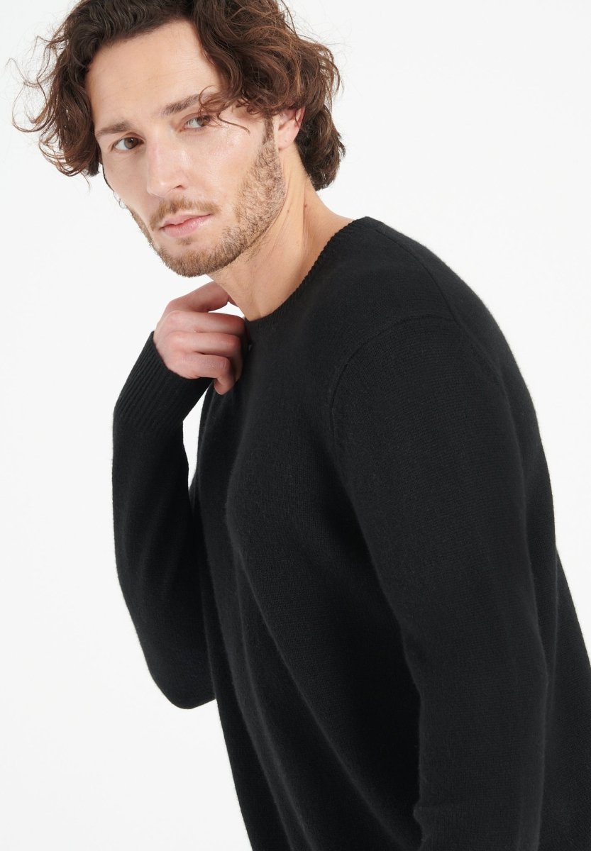 LUKE 14 Pull col rond en cachemire 4 fils noir - Studio cashmere8