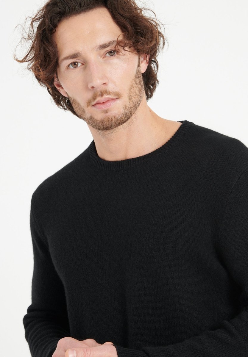 LUKE 14 Pull col rond en cachemire 4 fils noir - Studio cashmere8