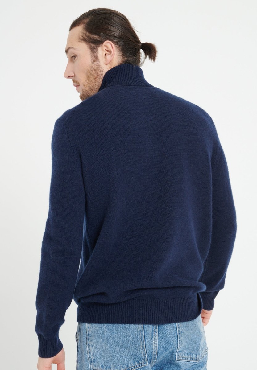 LUKE 15 Pull col roulé en cachemire 4 fils bleu marine - Studio cashmere8