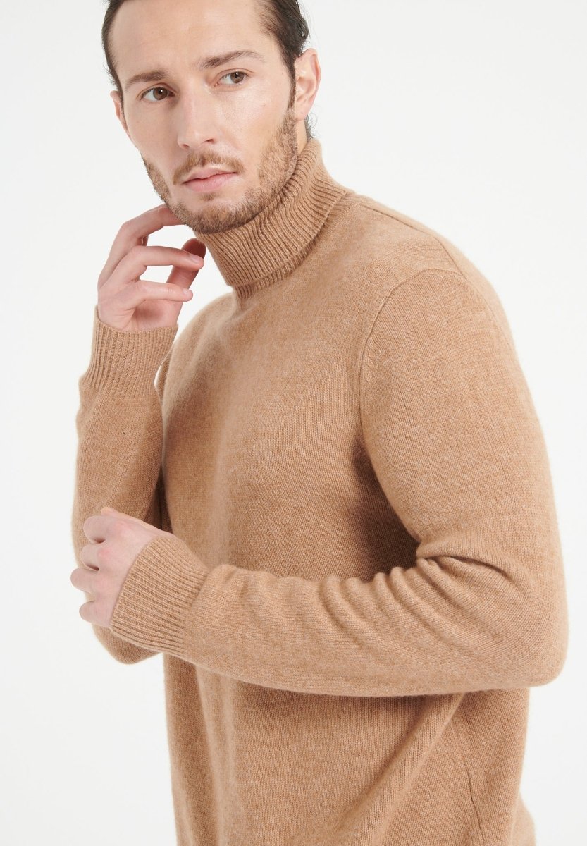 LUKE 15 Pull col roulé en cachemire 4 fils camel - Studio cashmere8