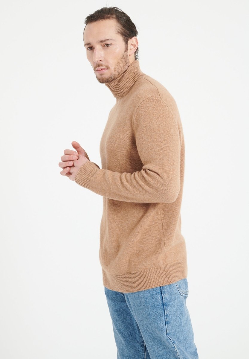 LUKE 15 Pull col roulé en cachemire 4 fils camel - Studio cashmere8