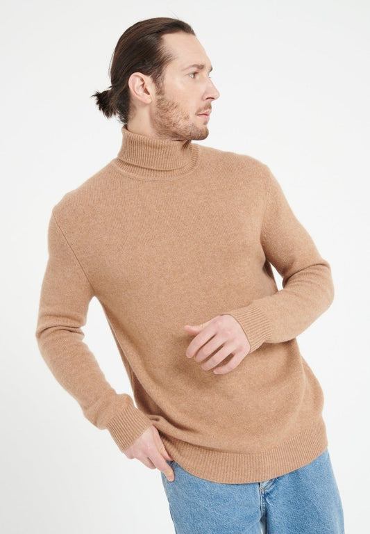 LUKE 15 Pull col roulé en cachemire 4 fils camel - Studio cashmere8