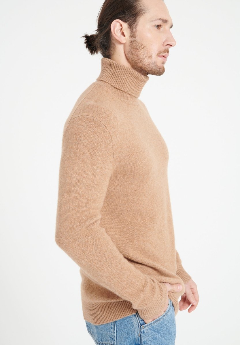 LUKE 15 Pull col roulé en cachemire 4 fils camel - Studio cashmere8