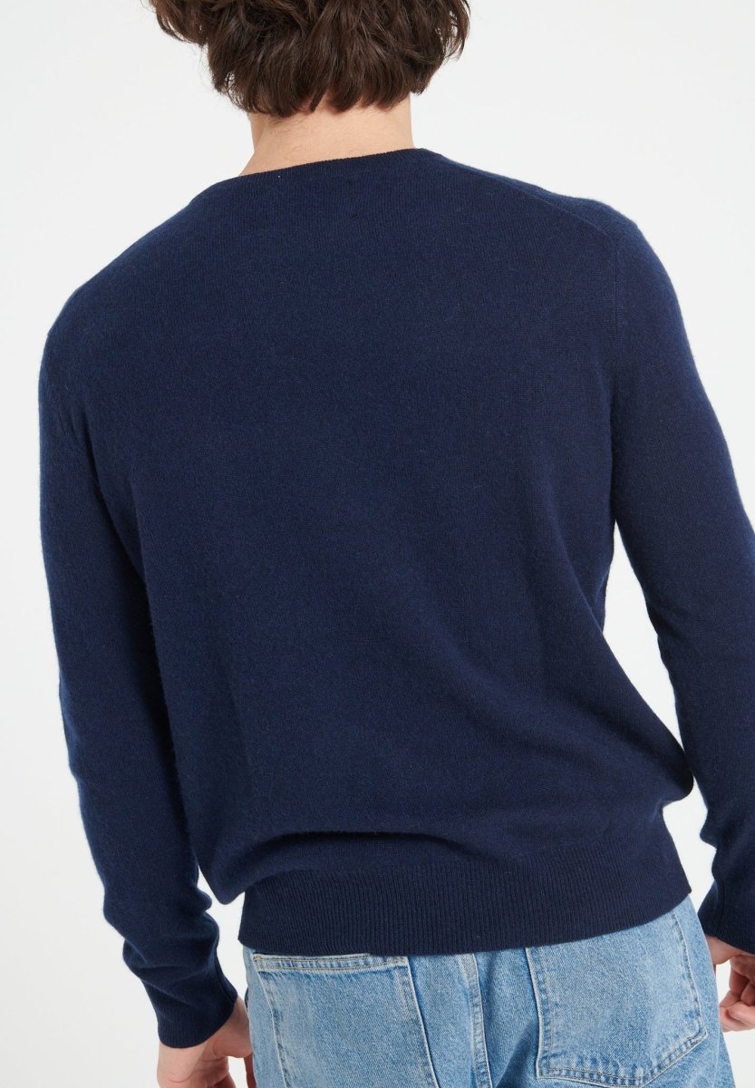 LUKE 2 Pull col rond en cachemire bleu marine - Studio cashmere8