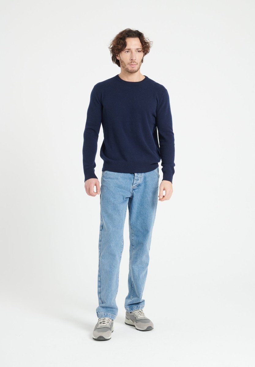 LUKE 2 Pull col rond en cachemire bleu marine - Studio cashmere8