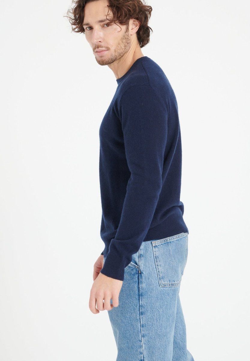 LUKE 2 Pull col rond en cachemire bleu marine - Studio cashmere8