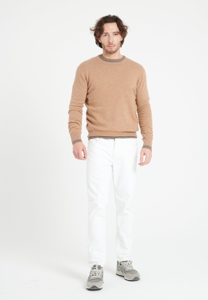 LUKE 2 Pull col rond en cachemire camel - Studio cashmere8